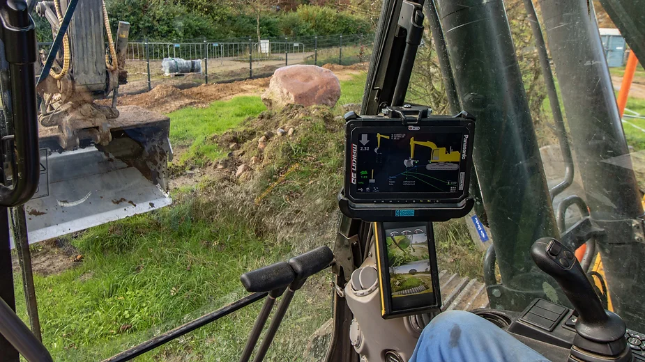 Machine control inside the excavator